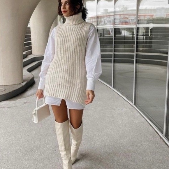 Hu0026M | Sweaters | Turtleneck Sweater Vest In Cream | Poshmark